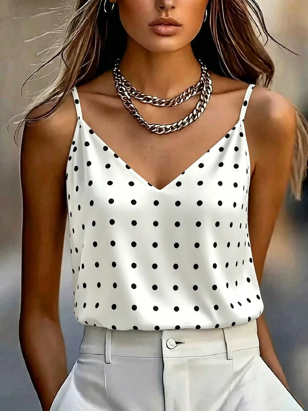 Zara Polka Dot Backless Cami Top Summer Slim Fit